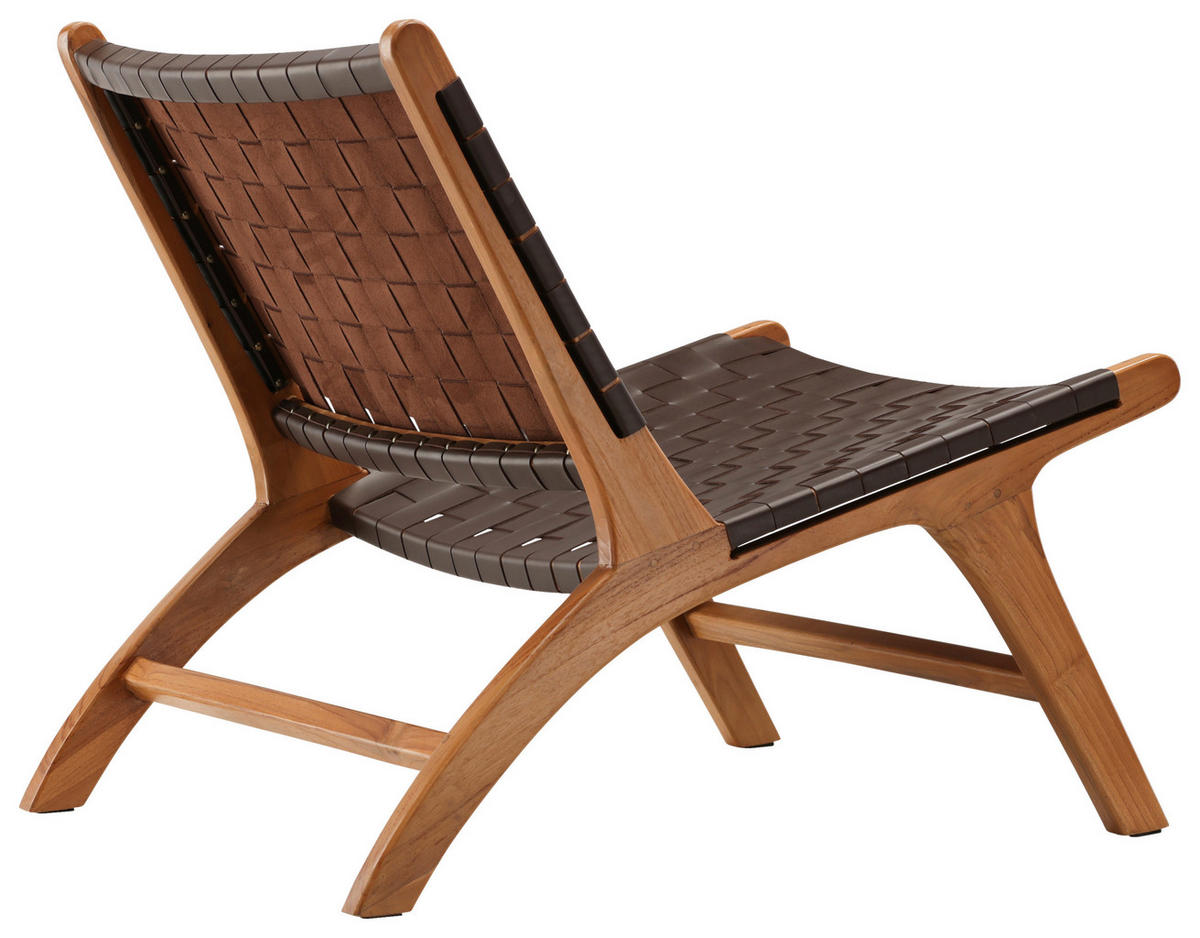 SESSEL in Lederlook (vegan) Braun  - Braun, Design, Holz/Textil (65/69/77cm) - Livetastic