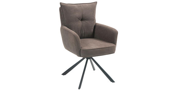 ARMLEHNSTUHL in Eisen Cord - Dunkelbraun/Schwarz, Design, Textil/Metall (60/95/67cm) - Novel