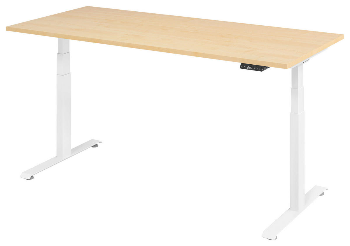 SCHREIBTISCH 180/80/64,5-129,5 cm  in Weiß, Ahornfarben  - Ahornfarben/Weiß, KONVENTIONELL, Holzwerkstoff/Metall (180/80/64,5-129,5cm) - Venda