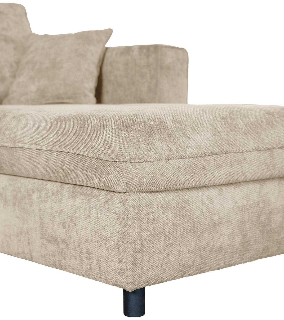 ECKSOFA in Flachgewebe Naturfarben  - Schwarz/Naturfarben, KONVENTIONELL, Textil/Metall (252/162cm) - Carryhome