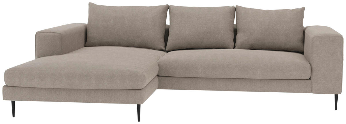 ECKSOFA in Struktur Taupe  - Taupe/Schwarz, Modern, Textil/Metall (170/325cm) - Trendmanufaktur