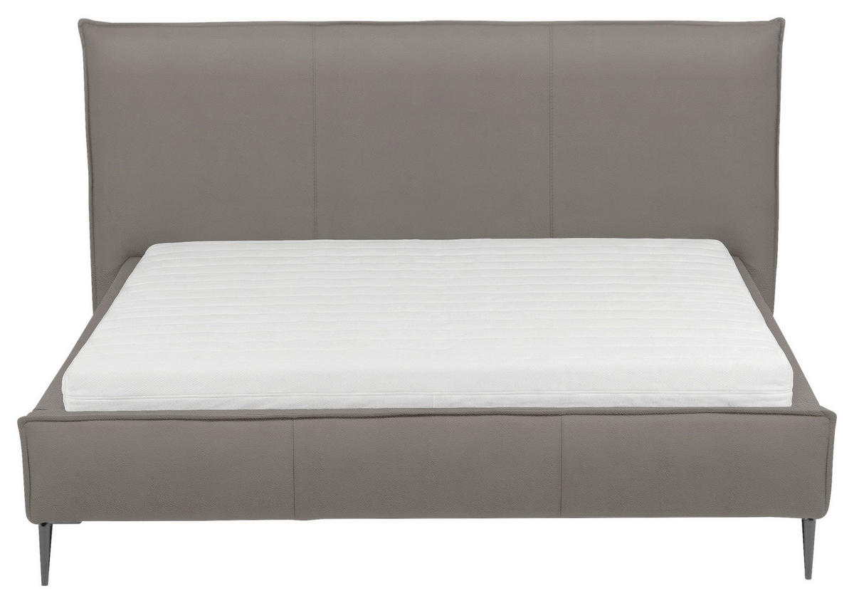 POLSTERBETT 200/200 cm,  in Grau, gepolstertes Kopfteil, Lattenrost, Bettkasten,  - Schwarzchrom/Grau, KONVENTIONELL, Leder/Holz (200/200cm) - Esposa