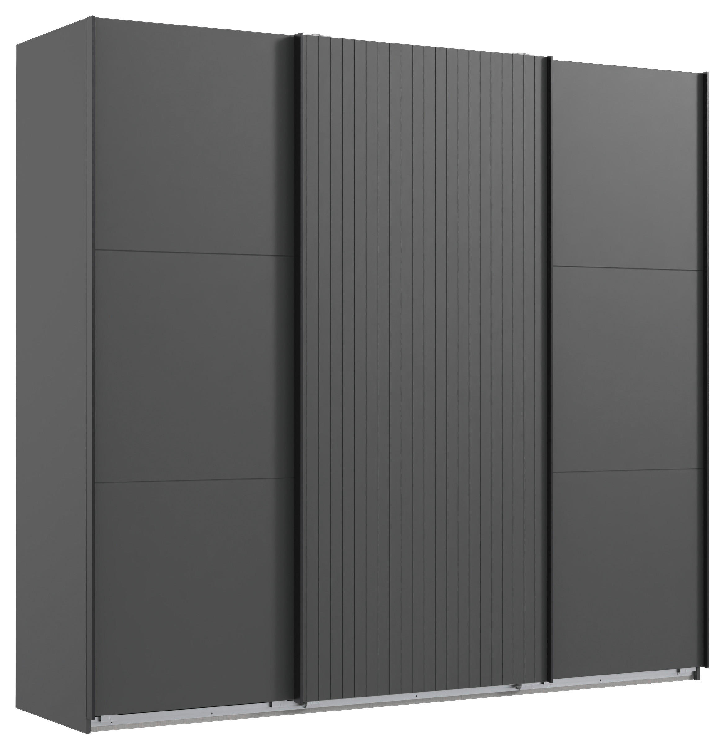 SCHWEBETÜRENSCHRANK 250/216/65 cm 3-türig Graphitfarben  - Graphitfarben, MODERN, Holzwerkstoff (250/216/65cm) - MID.YOU