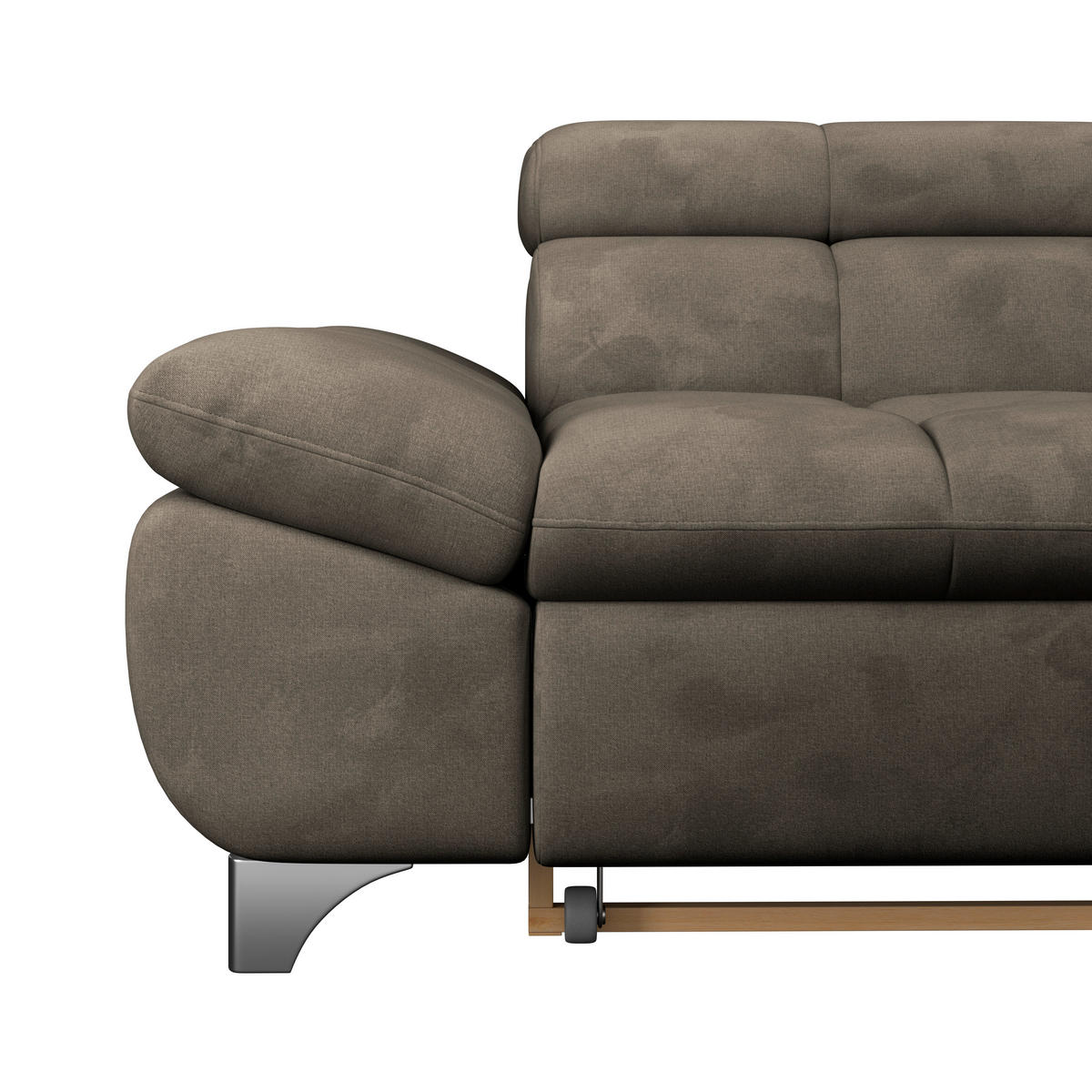 ECKSOFA Taupe Chenille  - Taupe/Chromfarben, KONVENTIONELL, Textil/Metall (312/234cm) - Livetastic