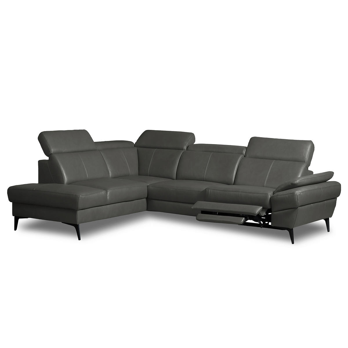 ECKSOFA  in Lederlook Echtleder Anthrazit  211/264 cm  - Anthrazit/Schwarz, Design, Leder/Textil (211/264cm) - Livetastic