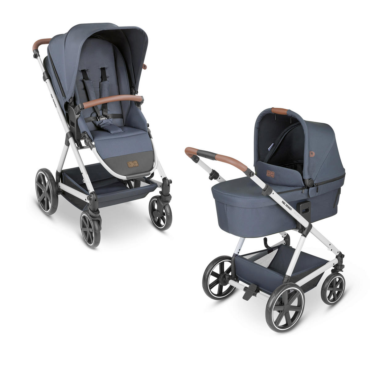 KINDERWAGENSET  Vicon 4  Lake  - Silberfarben/Dunkelblau, Basics, Textil/Metall (91/61/110cm) - ABC Design