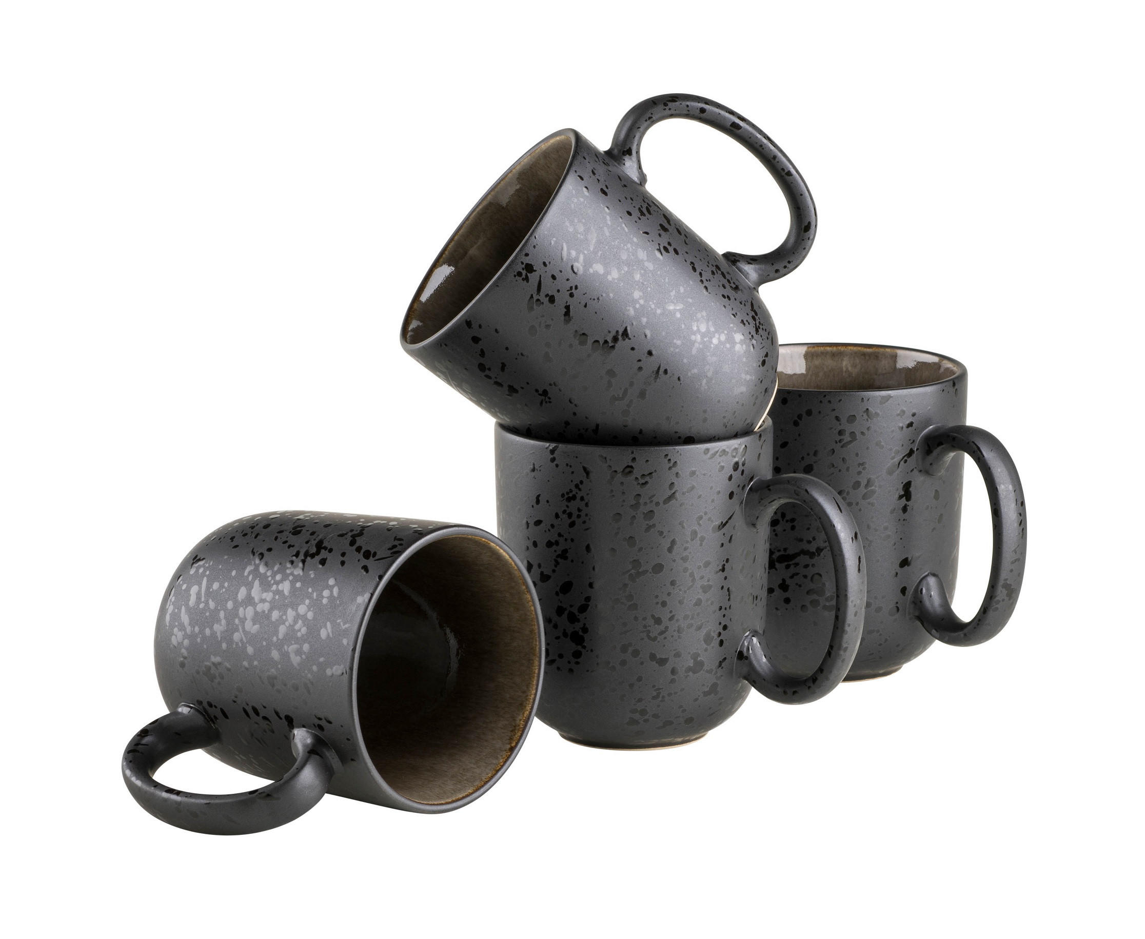 KAFFEEBECHERSET 4-teilig  - Schwarz/Braun, Basics, Keramik - Mäser