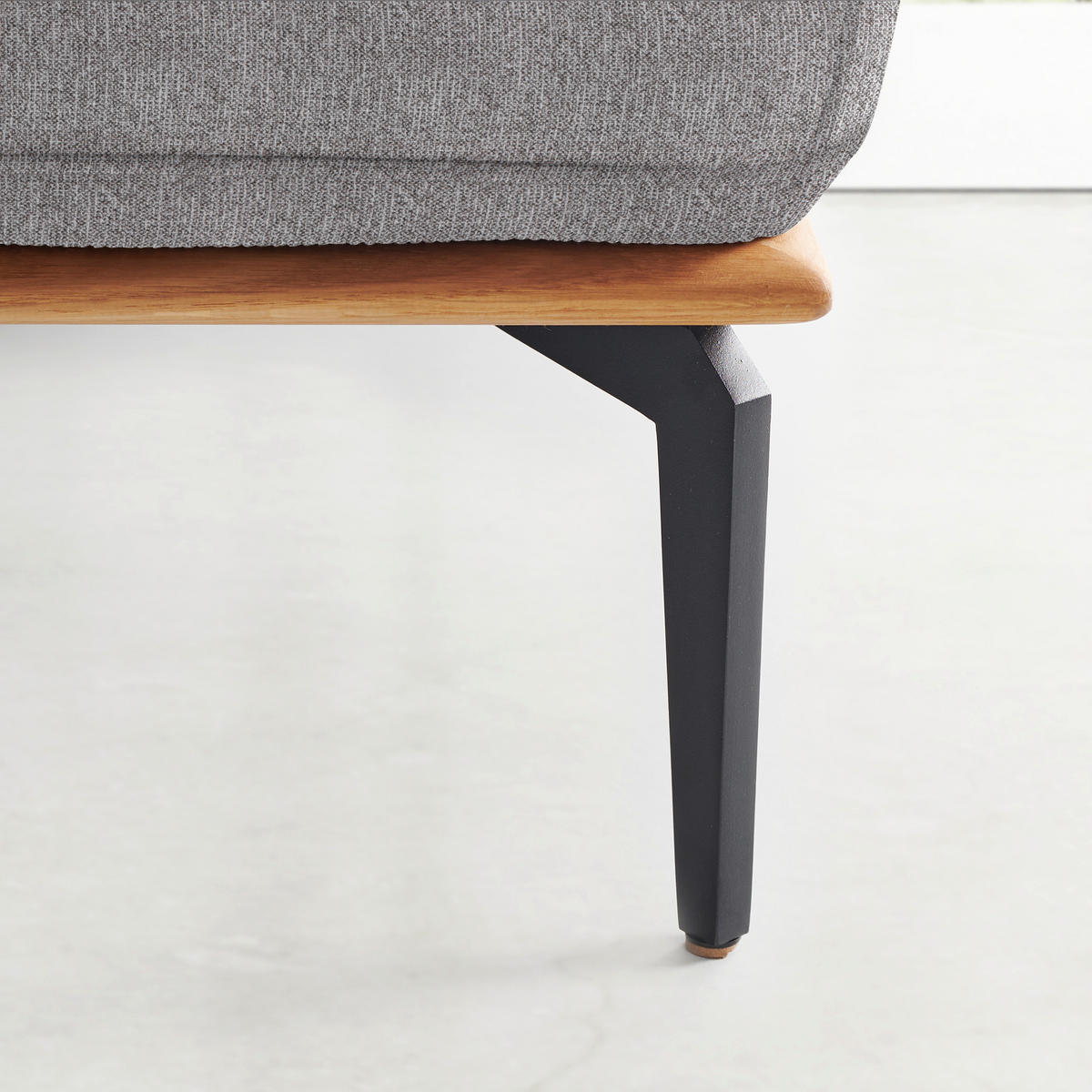 ECKSOFA in Flachgewebe Hellgrau  - Hellgrau/Schwarz, Natur, Holz/Textil (314/176cm) - Valnatura