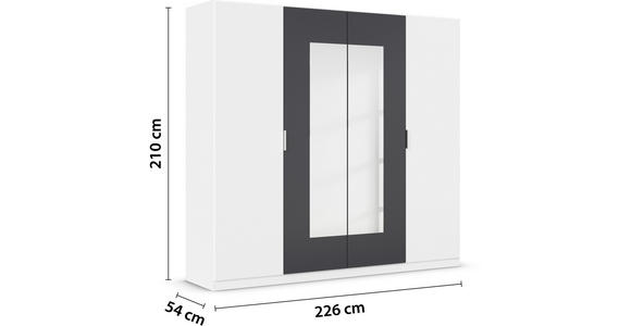 DREHTÜRENSCHRANK 226/210/54 cm 4-türig Weiß, Dunkelgrau  - Dunkelgrau/Alufarben, Design, Glas/Holzwerkstoff (226/210/54cm) - Xora