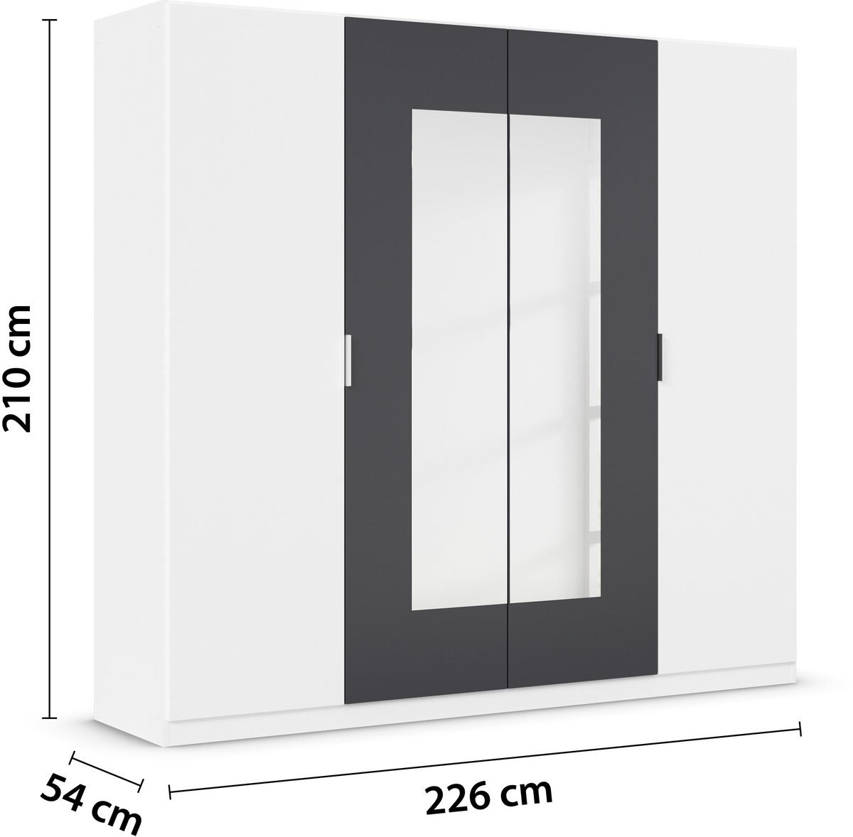 DREHTÜRENSCHRANK in Weiss, Dunkelgrau  - Weiss/Dunkelgrau, Design, Glas/Holzwerkstoff (226/210/54cm) - Boxxx