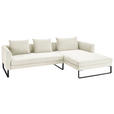 ECKSOFA  in Cord Weiß  284/178 cm  - Schwarz/Weiß, KONVENTIONELL, Textil/Metall (284/178cm) - Hom`in