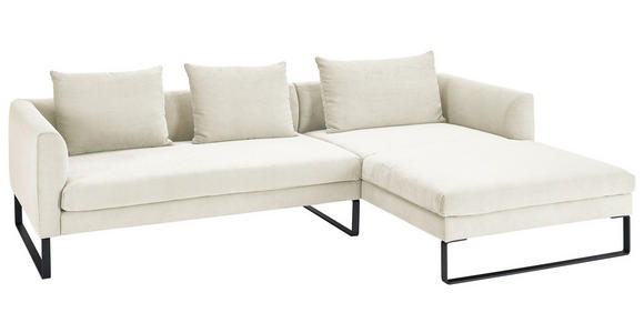 ECKSOFA  in Cord Weiß  284/178 cm  - Schwarz/Weiß, KONVENTIONELL, Textil/Metall (284/178cm) - Hom`in