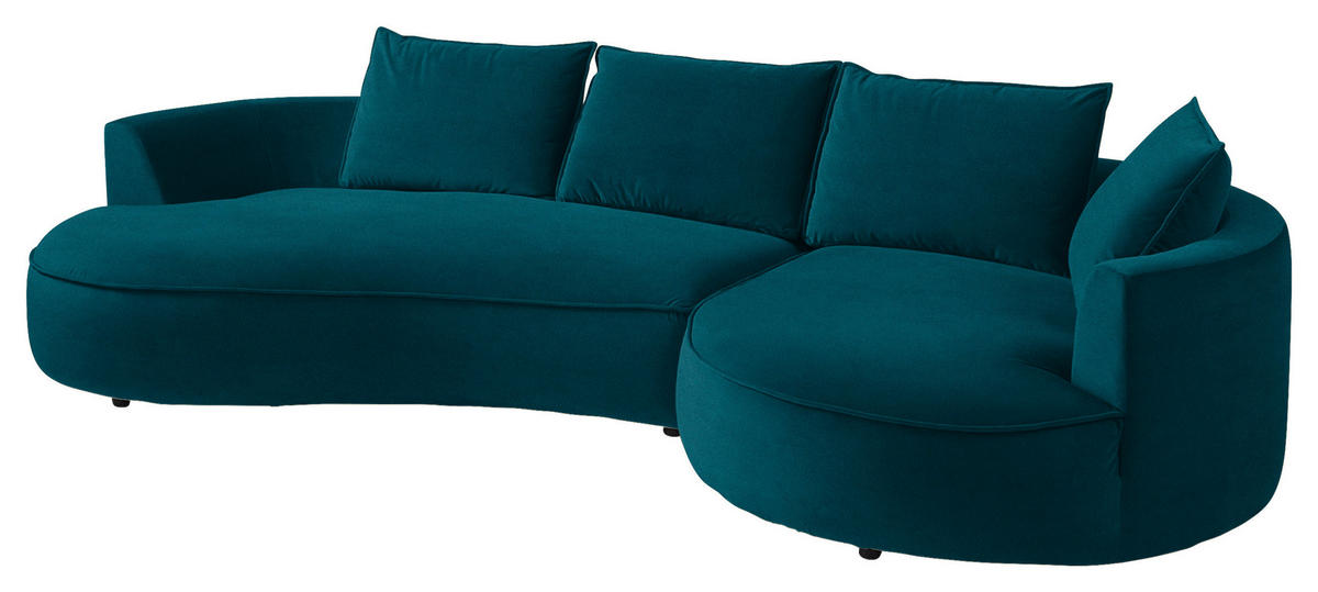 BIGSOFA Samt Petrol  - Petrol/Schwarz, Design, Kunststoff/Textil (322/66/154cm) - home24