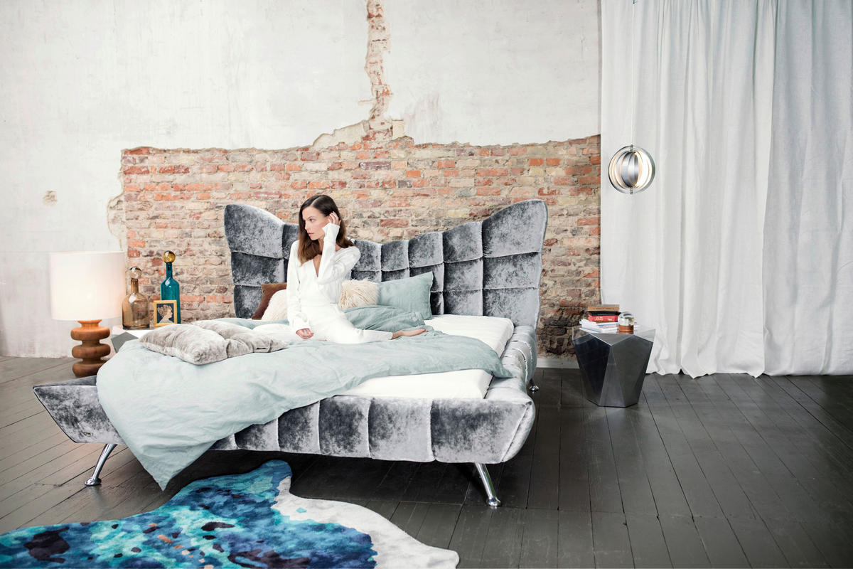 POLSTERBETT Silberfarben 160/200 cm  - Silberfarben, Design, Textil/Metall (160/200cm) - Bretz