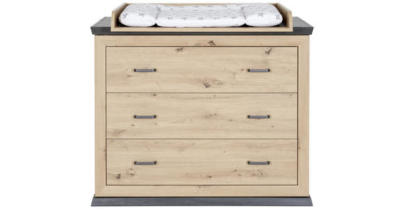 WICKELKOMMODE Benton 110/89,5/43 cm - Eichefarben/Dunkelgrau, Natur, Holzwerkstoff/Kunststoff (110/89,5/43cm) - My Baby Lou