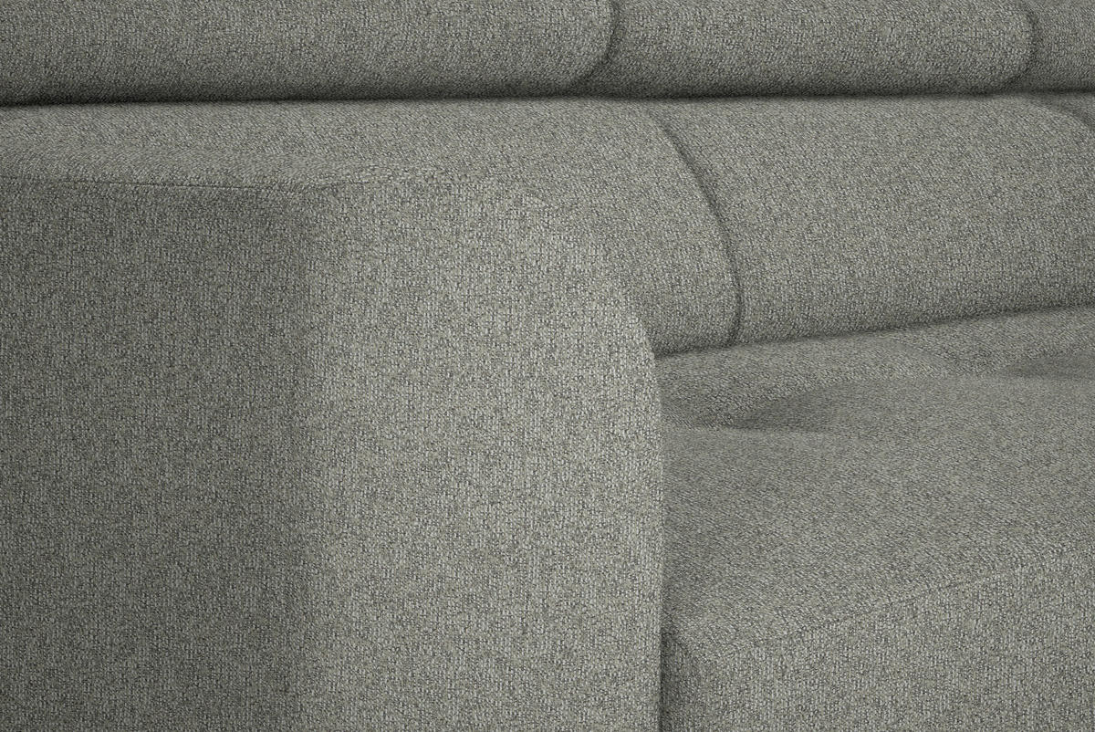 ECKSOFA in Struktur Hellgrau  280/205 cm  - Hellgrau/Schwarz, Design, Textil/Metall (280/205cm) - Xora