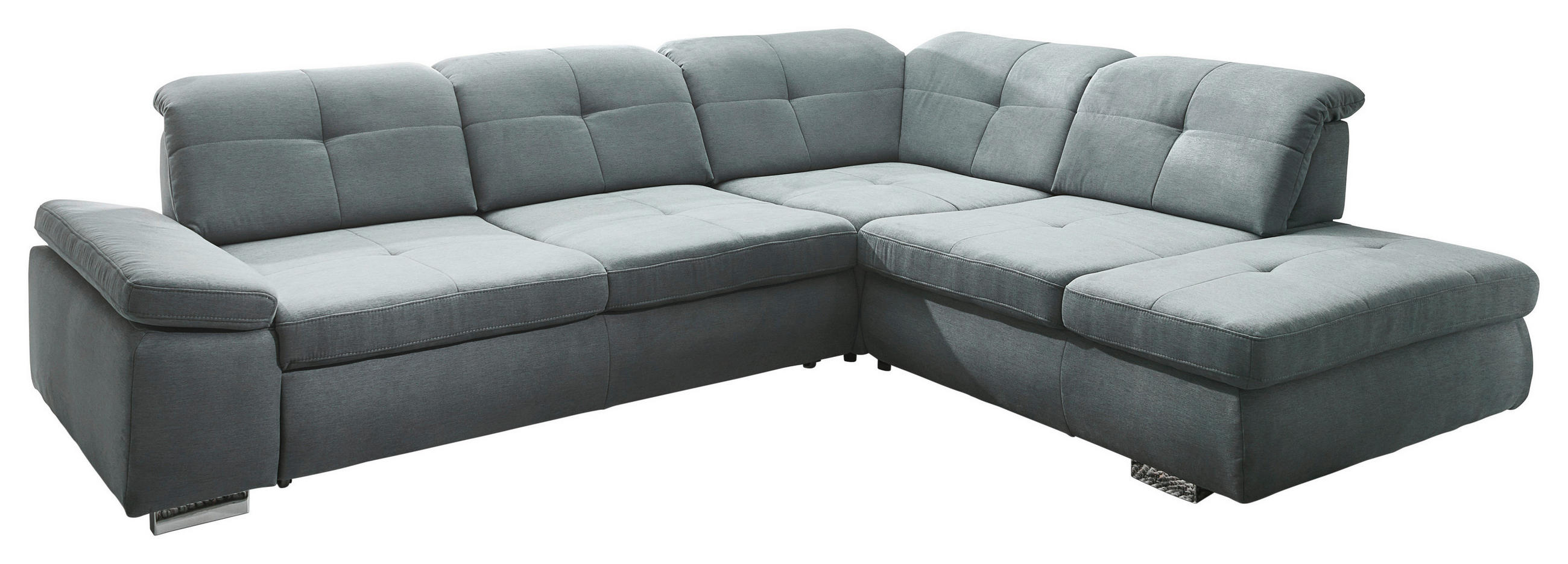 ECKSOFA in Mikrofaser Hellgrau  - Chromfarben/Hellgrau, Design, Textil/Metall (312/260cm) - Beldomo Style