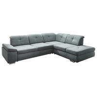 ECKSOFA in Mikrofaser Hellgrau  - Chromfarben/Hellgrau, Design, Textil/Metall (312/260cm) - Beldomo Style