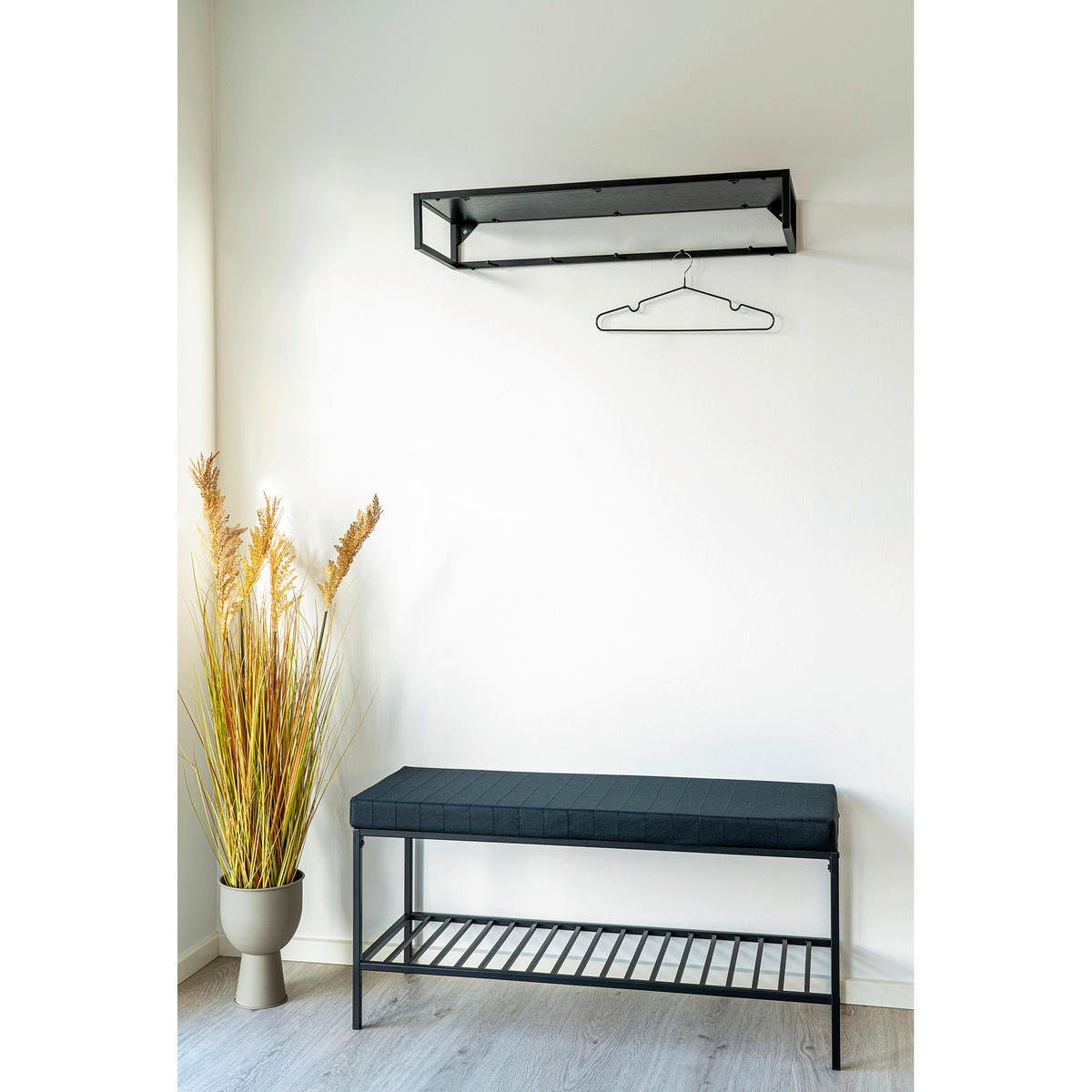 SCHUHBANK Schwarz  - Schwarz, Design, Textil/Metall (100/48,5/36cm) - MID.YOU
