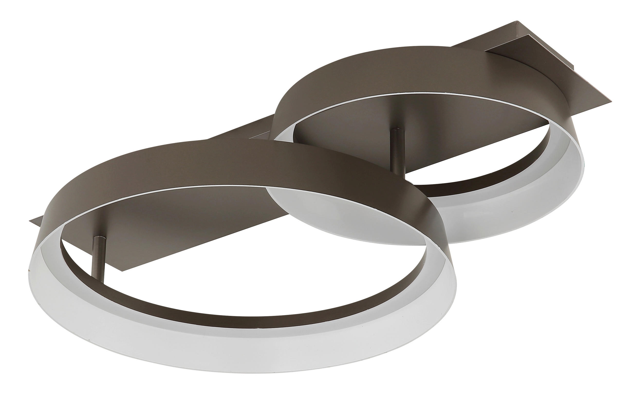 LED-DECKENLEUCHTE 50/35/12 cm   - Opal/Braun, Design, Kunststoff/Metall (50/35/12cm) - Globo