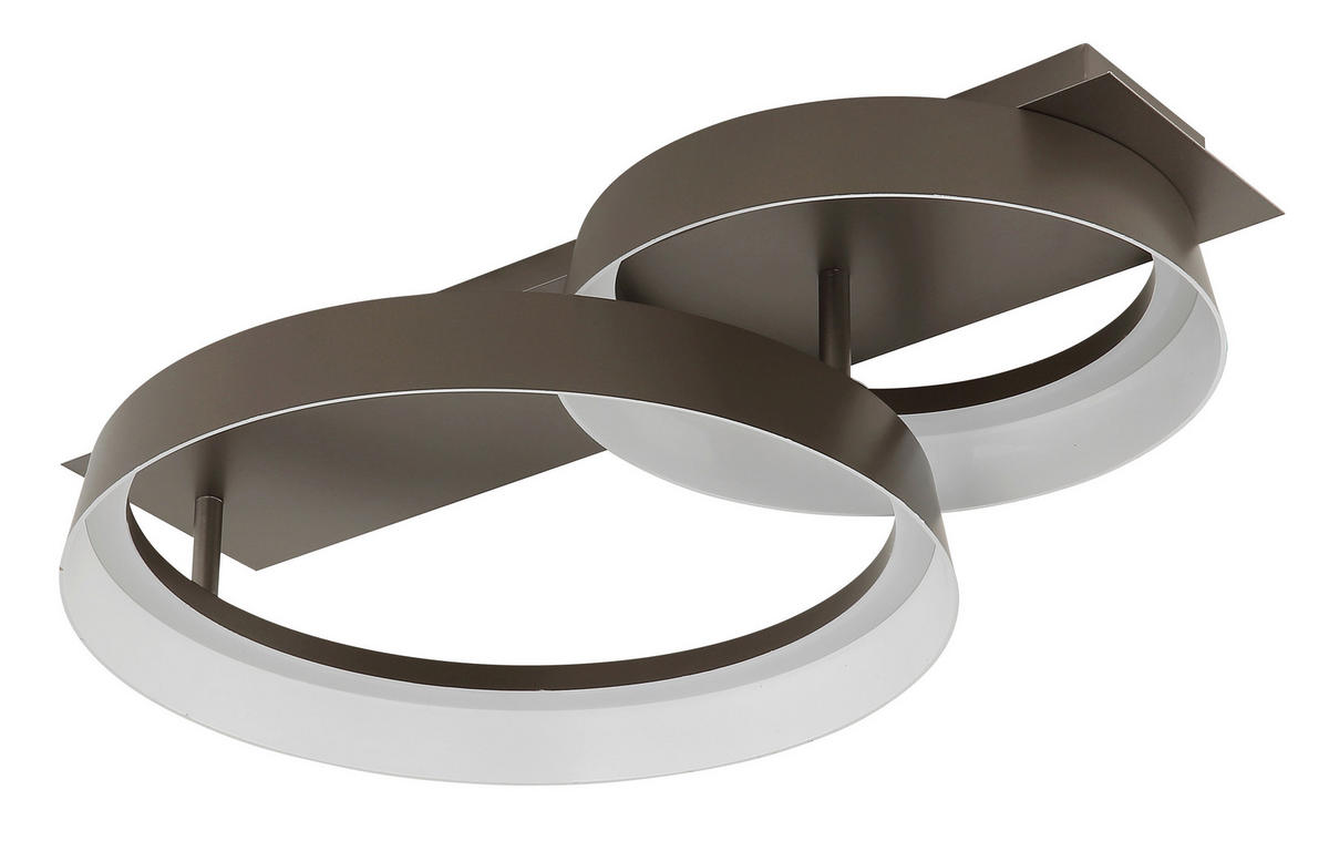 LED-DECKENLEUCHTE 50/35/12 cm   - Opal/Braun, Design, Kunststoff/Metall (50/35/12cm) - Globo