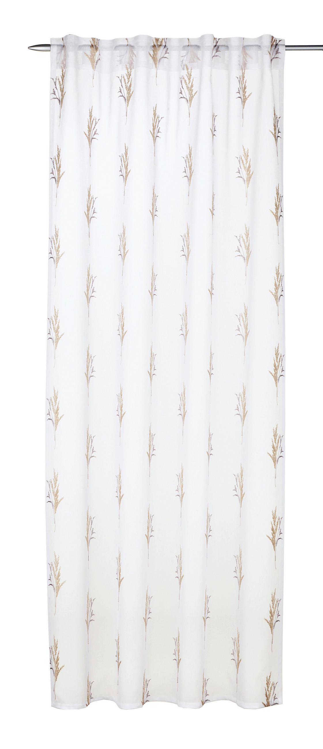 SCHLAUFENVORHANG halbtransparent  - Beige/Weiß, Basics, Textil (135/245cm)