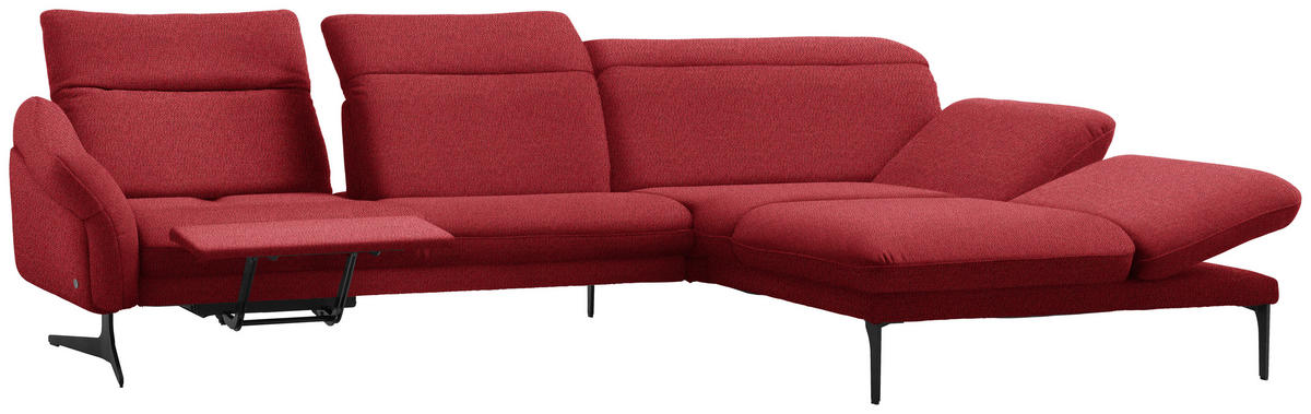 ECKSOFA in Webstoff Rot  - Anthrazit/Rot, Design, Textil/Metall (299/203cm) - Himolla