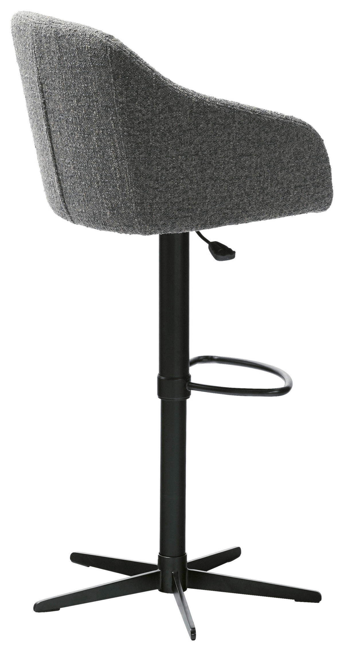 BARHOCKER Webstoff Blau, Schwarz Eisen Sitzfläche 360° drehbar, inklusive Armlehnen  - Blau/Schwarz, Design, Textil/Metall (54,5/88-108/53,5cm) - Cassando