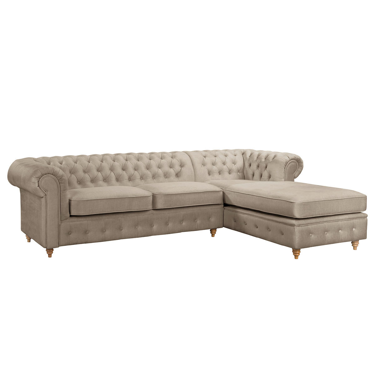 ECKSOFA Laura in Mikrofaser Taupe  284/182 cm  - Taupe/Creme, Design, Holz/Textil (284/182cm) - P & B