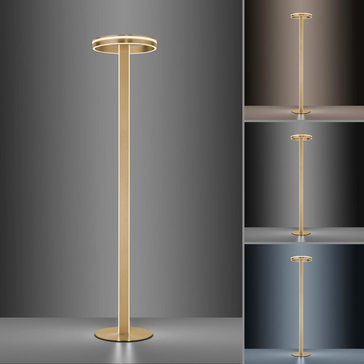 LED-STEHLEUCHTE 40/40/197 cm    - Messingfarben, Design, Kunststoff/Metall (40/40/197cm) - Paul Neuhaus