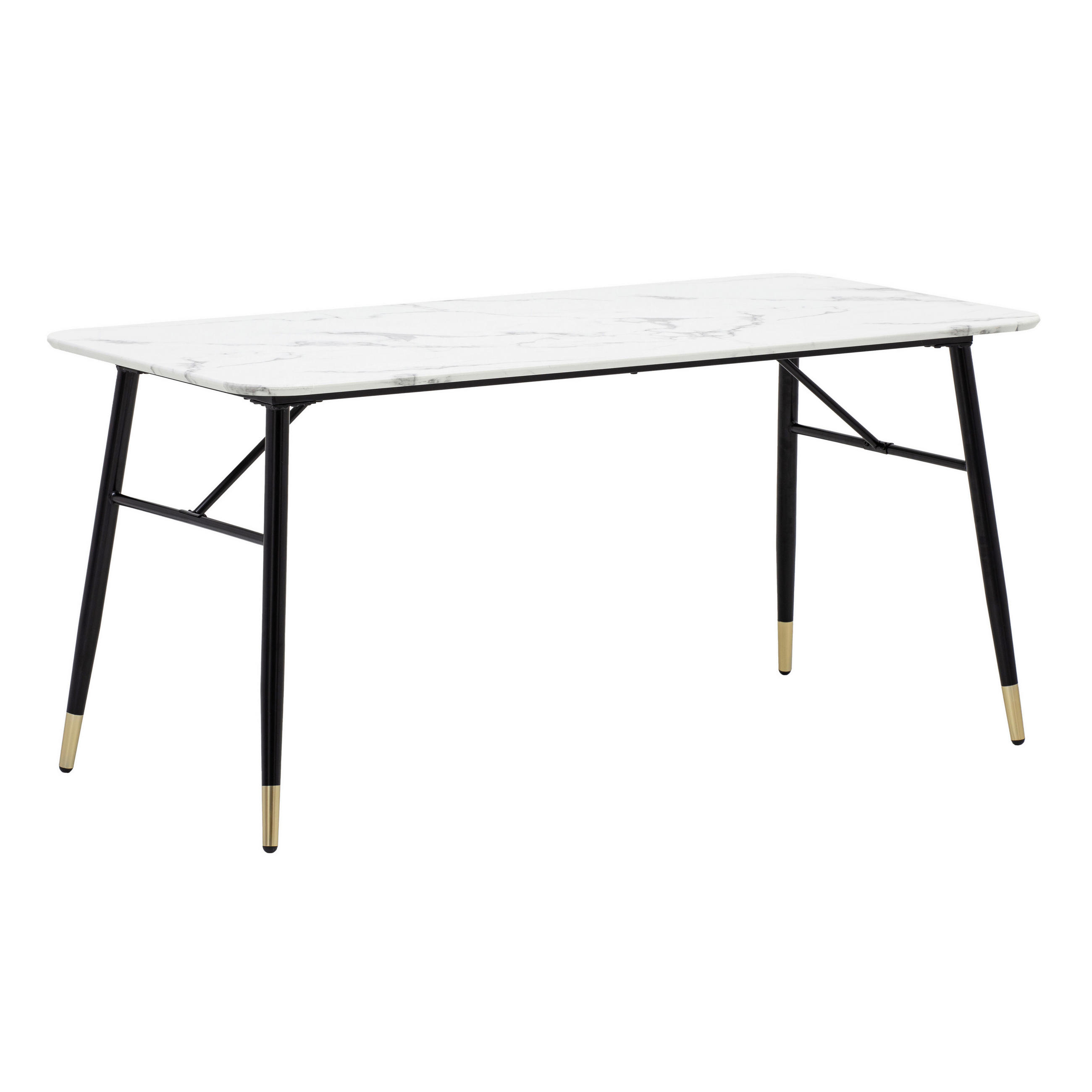 ESSTISCH rechteckig Weiß  - Goldfarben/Schwarz, Design, Holzwerkstoff/Metall (140/76/80cm) - MID.YOU