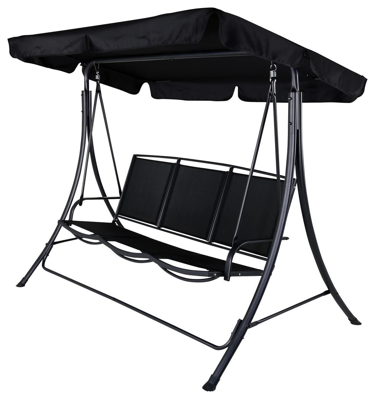 HOLLYWOODSCHAUKEL 203/160/122 cm  - Schwarz, KONVENTIONELL, Textil/Metall (203/160/122cm) - Gardenson