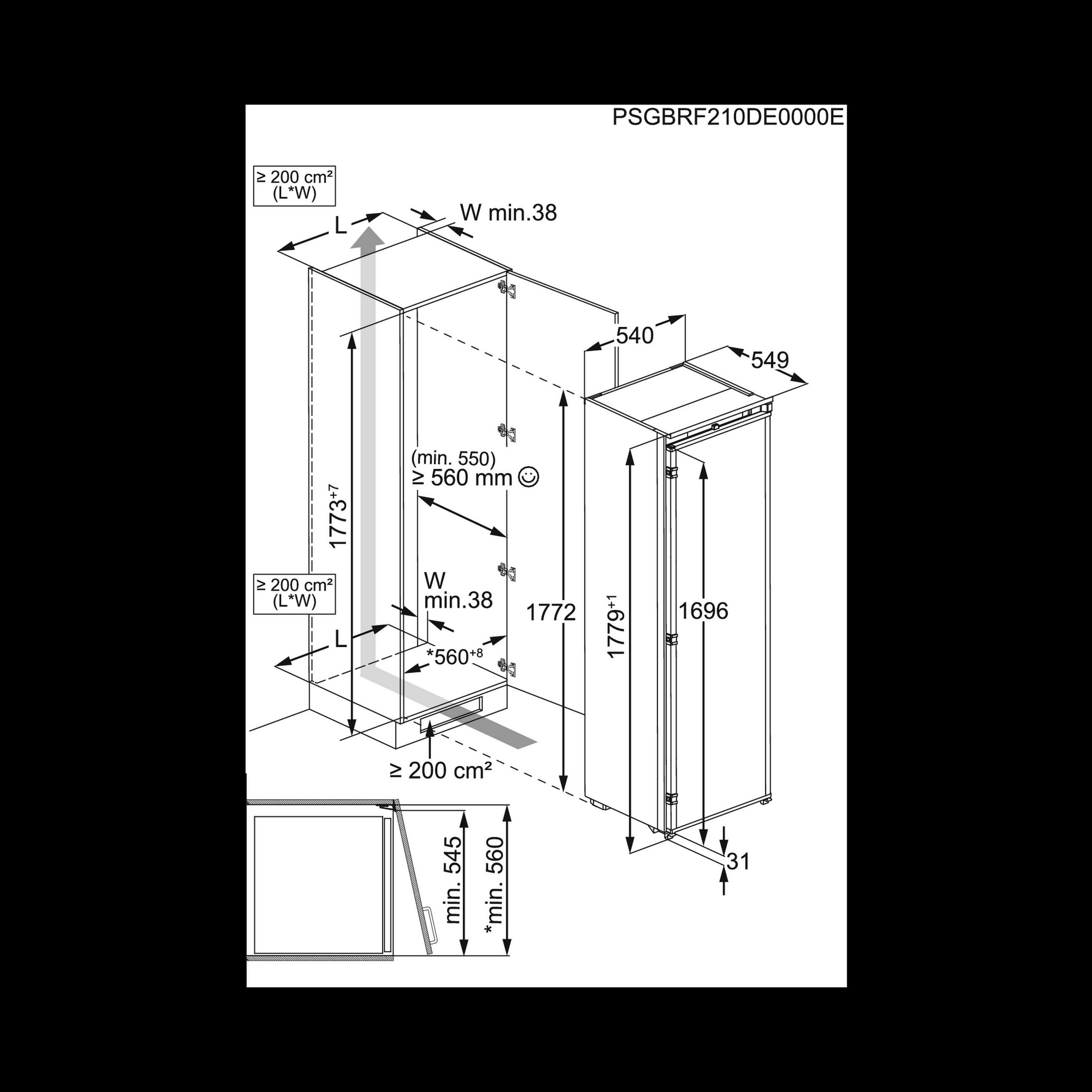 Thumbnail - Electrolux Kühlschrank, Weiß, Glas, 2 Schubladen, E, 54.6x177.2x54.9 cm, Abtauautomatik, LED-Innenbeleuchtung, elektroni...