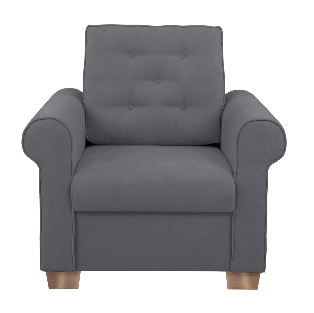 SESSEL in Dunkelgrau  - Dunkelgrau/Buchefarben, Design, Holz/Textil (93/89/82cm) - MID.YOU
