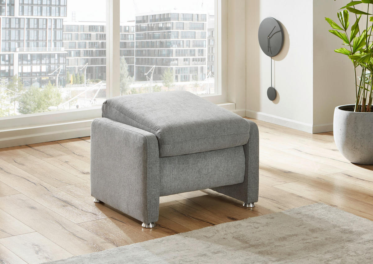 HOCKER Flachgewebe Hellgrau  - Hellgrau/Alufarben, KONVENTIONELL, Textil/Metall (67/44/58cm) - Beldomo Comfort