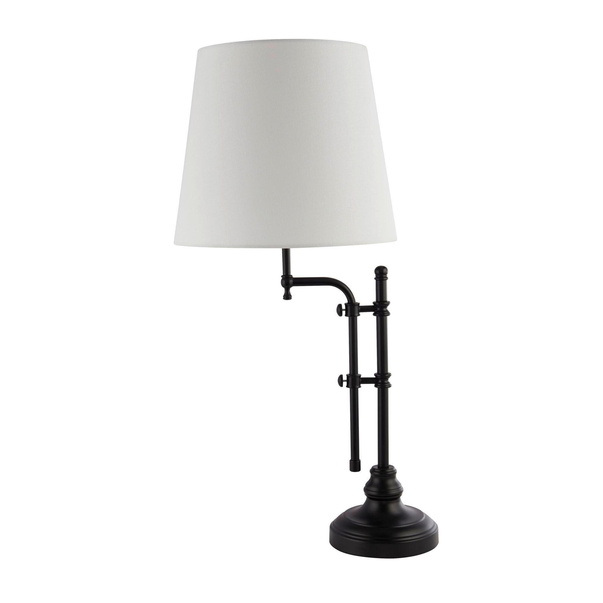 TISCHLEUCHTE 30/36/67 cm   - Schwarz/Naturfarben, Basics, Kunststoff/Textil (30/36/67cm) - Searchlight