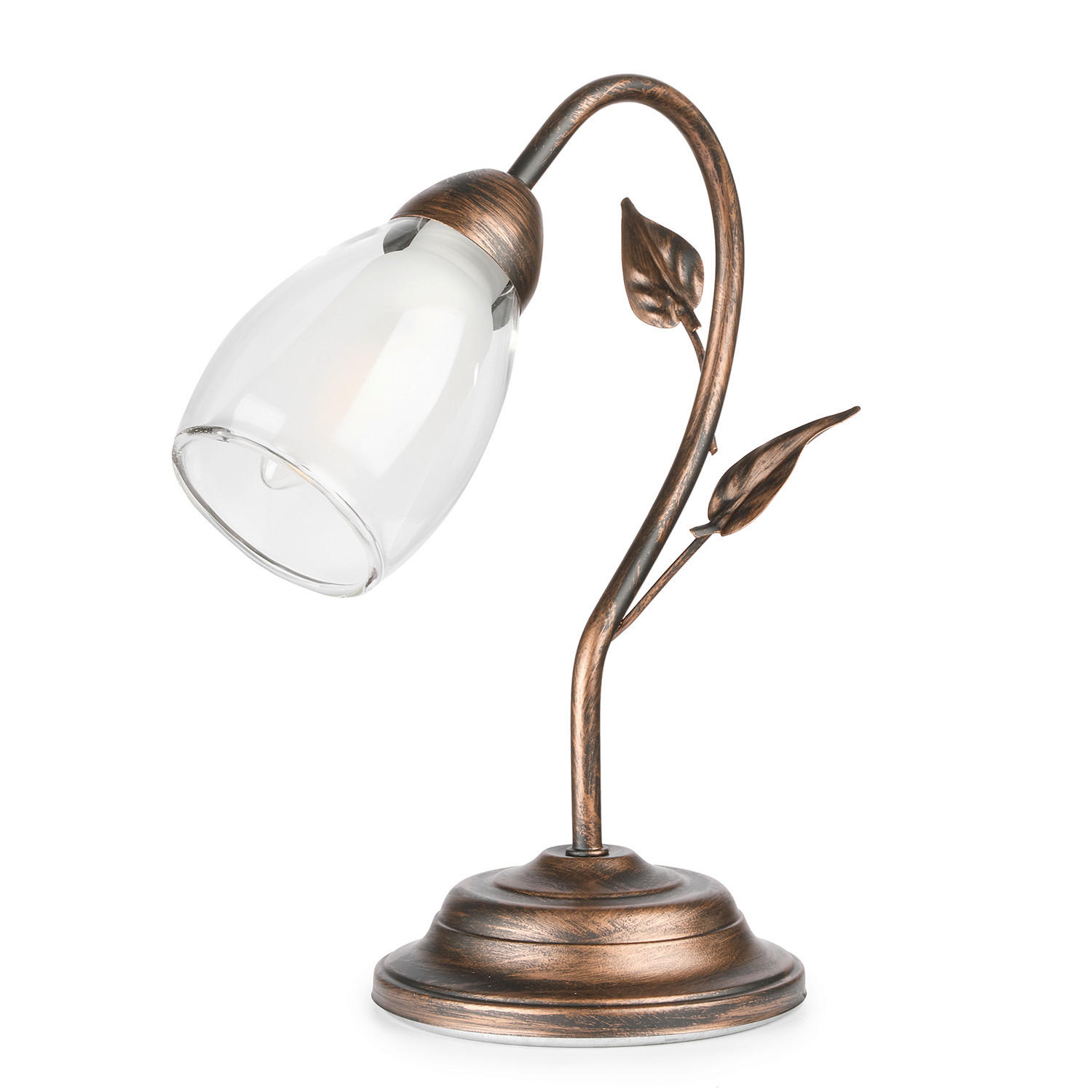 TISCHLEUCHTE 4716 LILIANA 25/35 cm  - Braun/Weiß, KONVENTIONELL, Glas/Kunststoff (25/35cm)