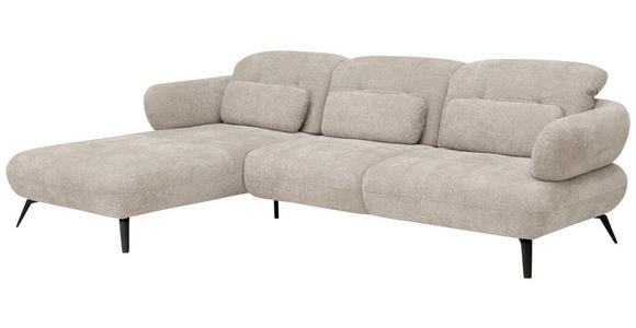 ECKSOFA in Chenille Taupe  180/282 cm  - Taupe/Schwarz, MODERN, Textil/Metall (180/282cm) - Novel