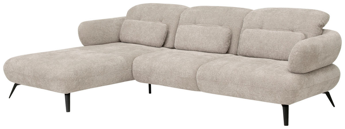ECKSOFA in Chenille Taupe  180/282 cm  - Taupe/Schwarz, MODERN, Textil/Metall (180/282cm) - Novel