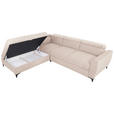 ECKSOFA Creme Velours  - Creme/Schwarz, KONVENTIONELL, Textil/Metall (217/255cm) - Carryhome