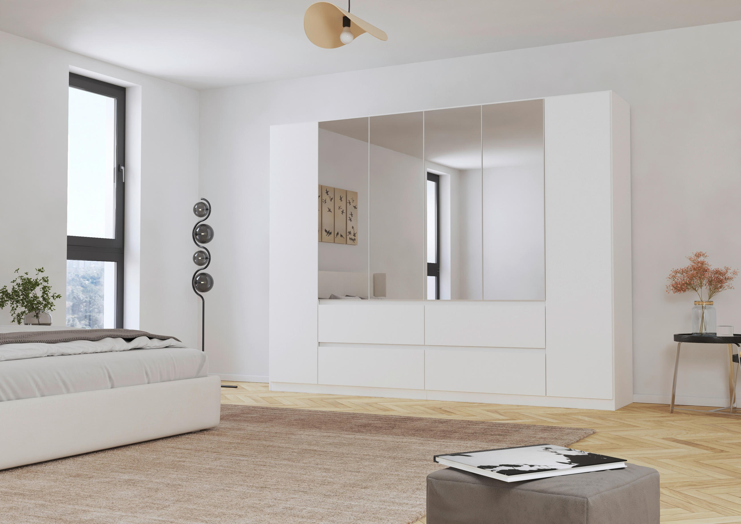 DREHTÜRENSCHRANK in Weiss, Silberfarben  - Weiss/Silberfarben, Basics, Holzwerkstoff (271/210/54cm) - Rauch Möbel