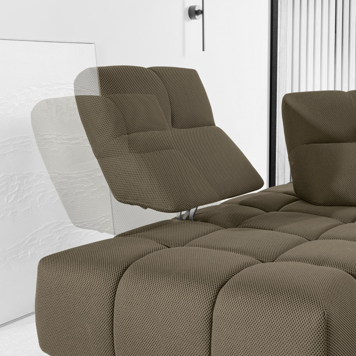 ECKSOFA in Struktur Graubraun  233/313 cm  - Graubraun/Schwarz, Design, Kunststoff/Textil (233/313cm) - Emilio Belluti