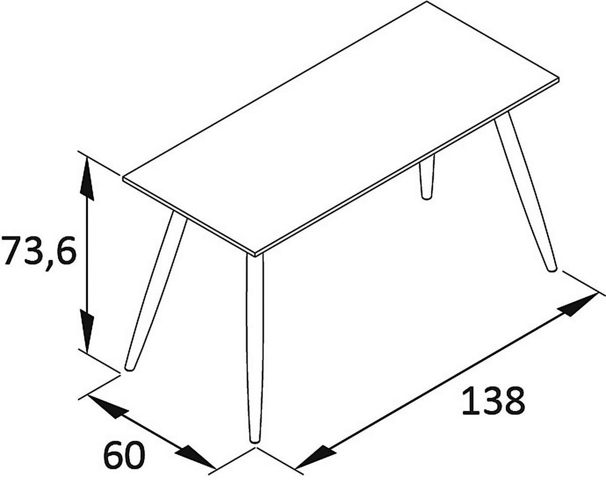 SCHREIBTISCH 138/60/73,6 cm Mauve justierbare Füße  - Mauve/Schwarz, Basics, Holzwerkstoff/Metall (138/60/73,6cm) - MID.YOU