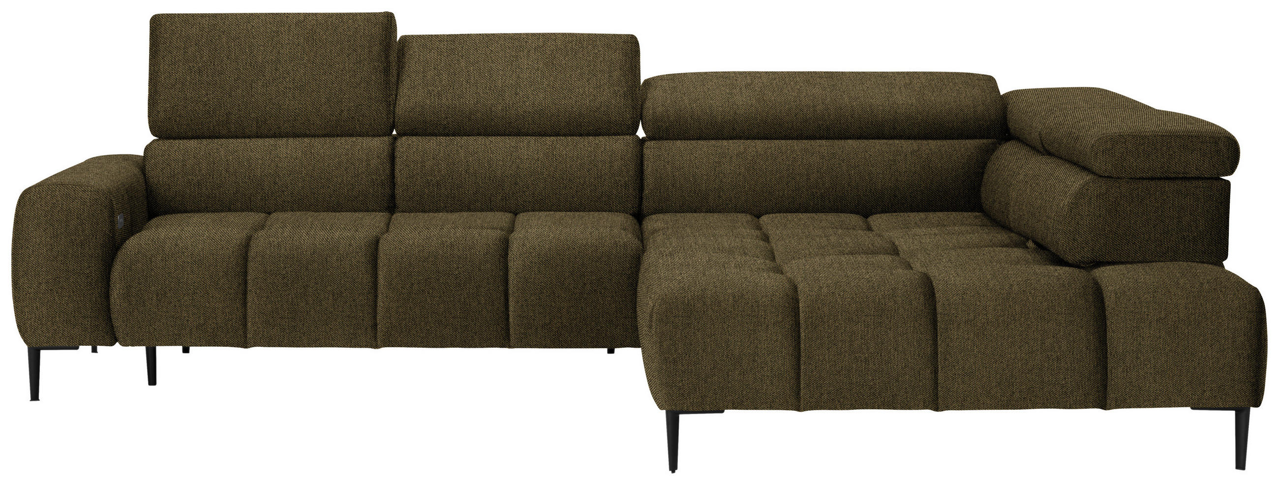 ECKSOFA in Webstoff Olivgrün  - Currygelb/Schwarz, Design, Textil/Metall (300/216cm) - Welnova
