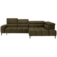 ECKSOFA in Webstoff Olivgrün  - Currygelb/Schwarz, Design, Textil/Metall (300/216cm) - Welnova