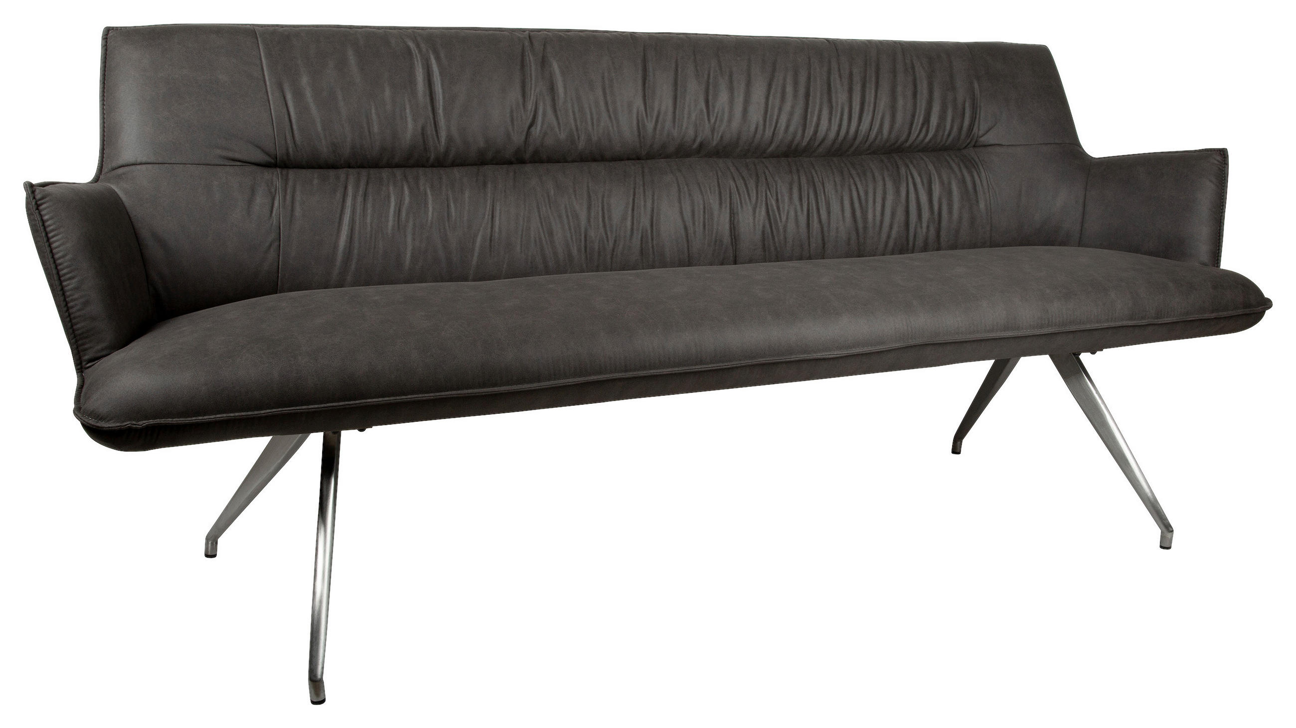 SITZBANK 203,5/88,5/62,5 cm Mikrofaser Edelstahlfarben, Dunkelgrau  - Edelstahlfarben/Dunkelgrau, Design, Textil/Metall (203,5/88,5/62,5cm) - Novel