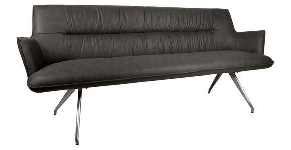 SITZBANK 203,5/88,5/62,5 cm Mikrofaser Edelstahlfarben, Dunkelgrau  - Edelstahlfarben/Dunkelgrau, Design, Textil/Metall (203,5/88,5/62,5cm) - Novel