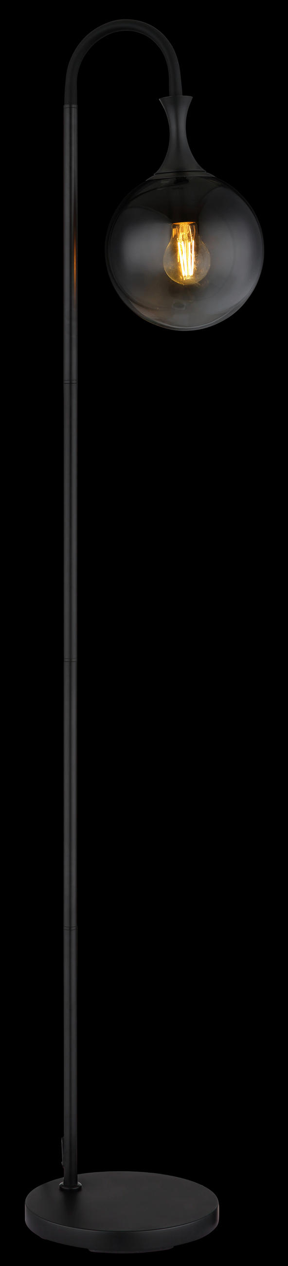 STEHLEUCHTE - Schwarz/Grau, Design, Glas/Metall (29/25/152cm) - Globo