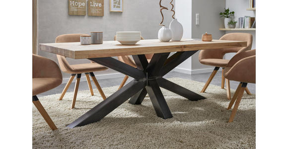 ESSTISCH in Holz, Metall 200/100/75 cm - Eichefarben/Schwarz, Design, Holz/Metall (200/100/75cm) - Valnatura
