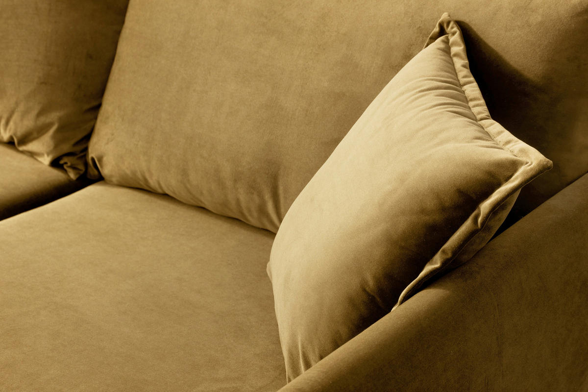 ECKSOFA Eckteil  ROSSANA-REC.2S Senfgelb Samt  - Senfgelb, MODERN, Holz/Textil (258/160cm) - MID.YOU